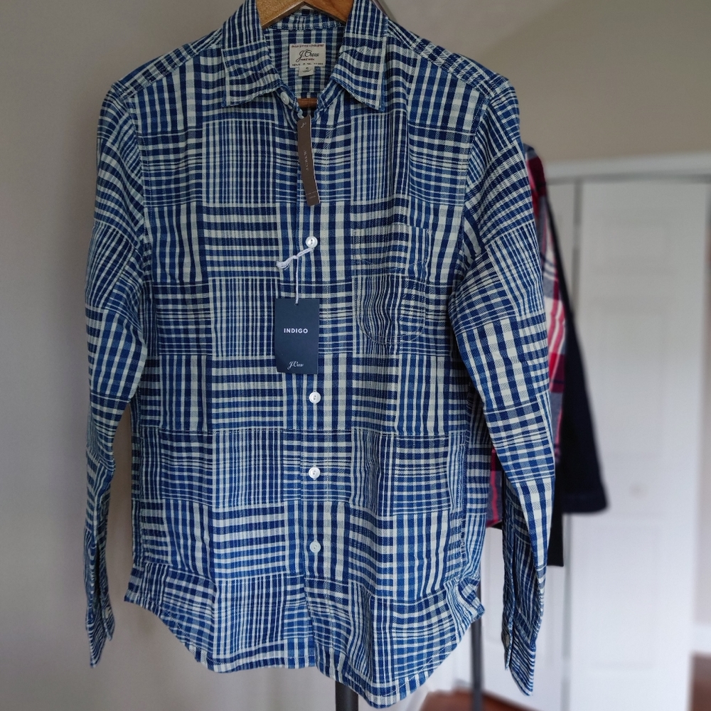 J. Crew overshirt in indigo patchwork plaid